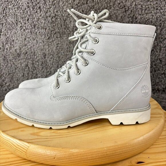 Timberland Campton Boots Womens 8.5 Nubuck Leather Light Gray Waterproof - Picture 1 of 9